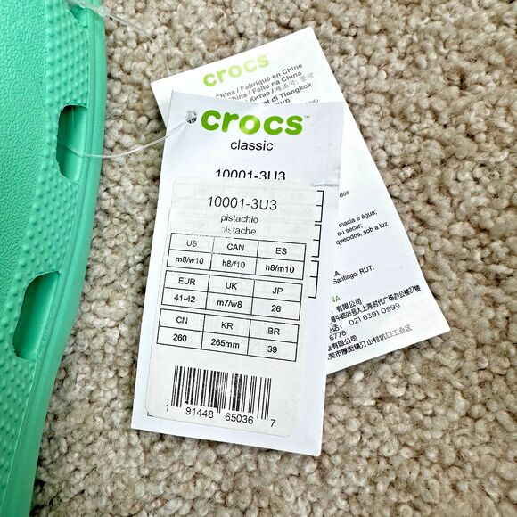 NWT Crocs Classic Clogs “Pistachio/Mint” Women’s 10 Men’s 8 - Picture 2 of 4